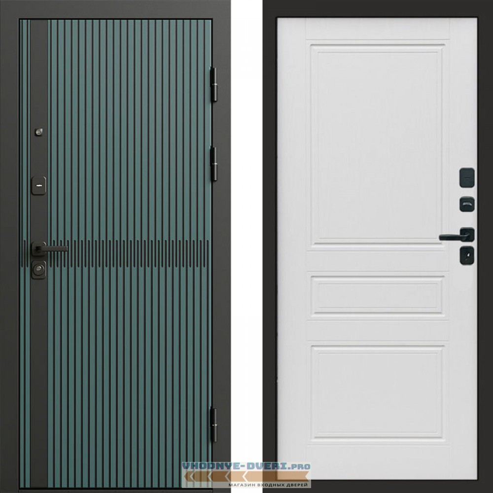 Входная дверь ГРАУНД Velutto Verde Бетон Классика Лиственница